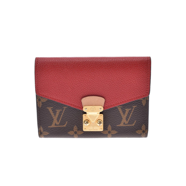 路易威顿路易斯·维顿（Louis Vuitton）Monogrile Portofoille Portas紧凑型三（红色）M67478女士会标帆布皮革皮革三重钱包AB级二手Ginzo