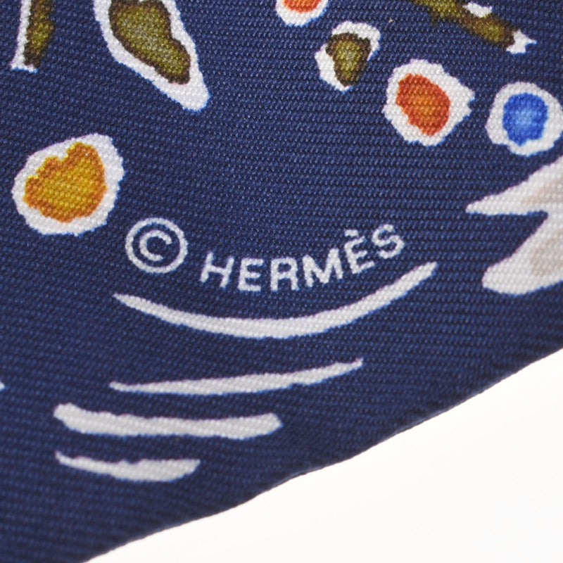HERMES エルメス ツイリー  ISOLA DI PRIMAVERA 紺 レディース シルク100％ スカーフ 新品 銀蔵