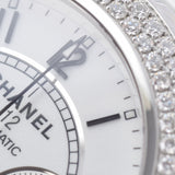 CHANEL Chanel J12 Chronograph Diamond Besel H1008 Men's White Ceramic/SS Watch Automatic White Dial A Rank Used Ginzo