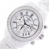 CHANEL Chanel J12 Chronograph Diamond Besel H1008 Men's White Ceramic/SS Watch Automatic White Dial A Rank Used Ginzo