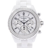 CHANEL Chanel J12 Chronograph Diamond Besel H1008 Men's White Ceramic/SS Watch Automatic White Dial A Rank Used Ginzo