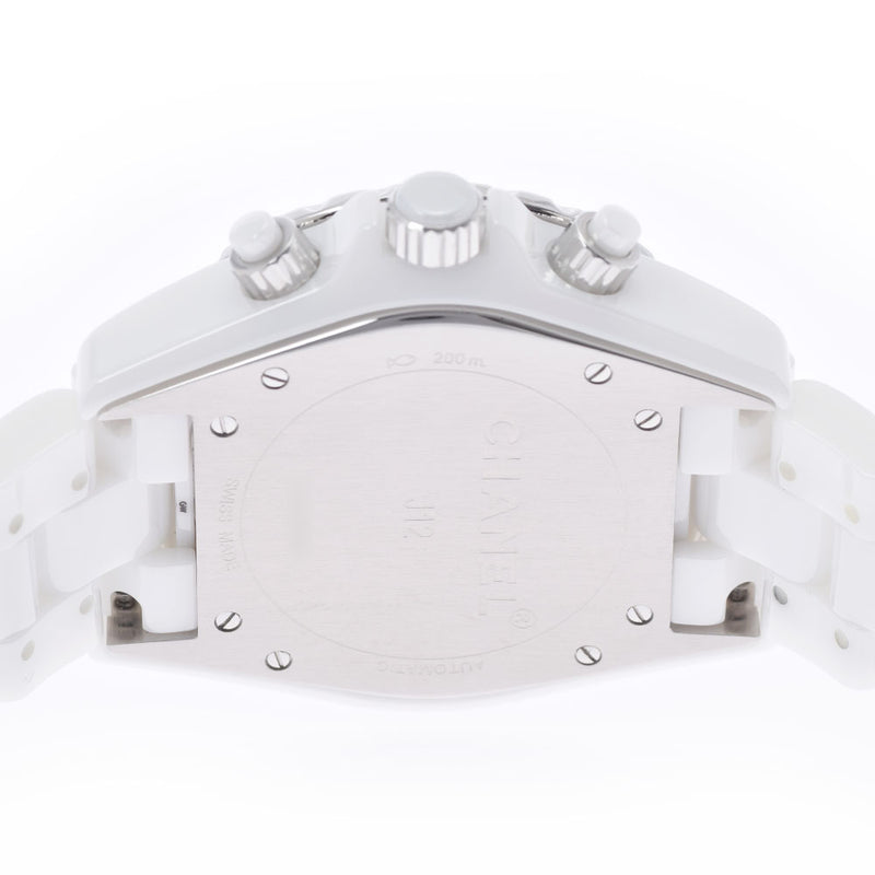 CHANEL Chanel J12 Chronograph Diamond Besel H1008 Men's White Ceramic/SS Watch Automatic White Dial A Rank Used Ginzo