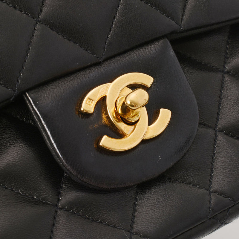 香奈儿Chanel Matrasse连锁肩肩黑色金支架女士RAM皮肤肩cab ab AB级使用Ginzo