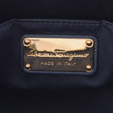 SALVATORE FERRAGAMO Ferragamo Ganchini Navy Gold Bracket Ladies Calf Shoulder Bag AB Rank Used Ginzo