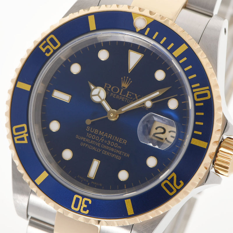 ROLEX Rolex Submarina Blue Bezel 16613 Men's SS/YG Watch Automatic Blue Dial A Rank Used Ginzo