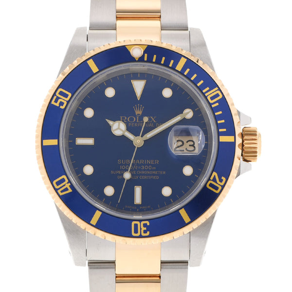 ROLEX Rolex Submarina Blue Bezel 16613 Men's SS/YG Watch Automatic Blue Dial A Rank Used Ginzo
