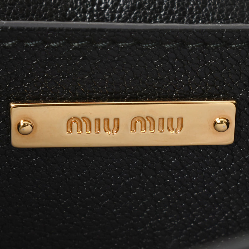 MIUMIU Miu Miu Madraschain Black Gold Bracket Ladies Goat Skin/Bijou Shoulder Bag A Rank used Ginzo