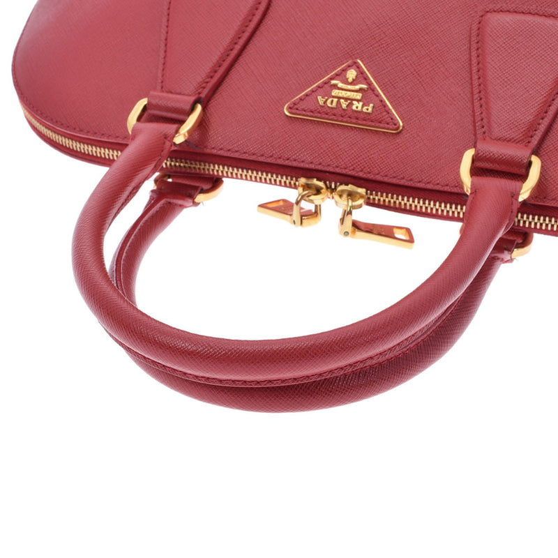 PRADA Prada Handbag Red Gold Gold Bracket Ladies Safiano Handbag B Rank used Ginzo