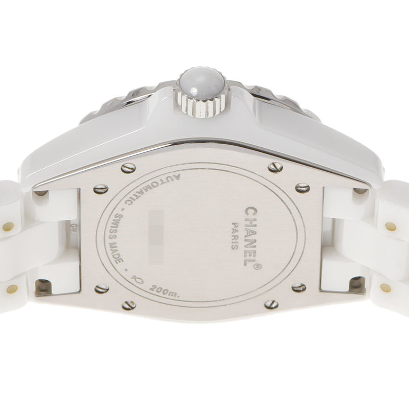 CHANEL シャネル J12 38mm 12Pダイヤ H1629 メンズ 白セラミック/SS 腕時計 自動巻き 白文字盤 Aランク 中古 銀蔵