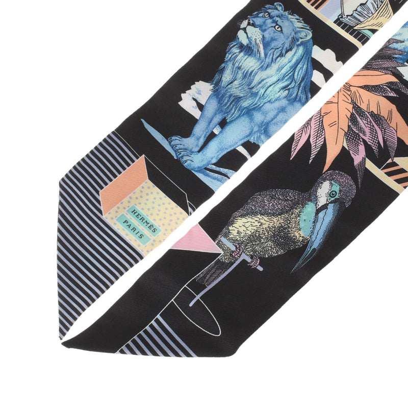 HERMES エルメス ツイリー  GRAND THEATRE NOUVEAU 黒 レディース シルク100％ スカーフ 新品 銀蔵