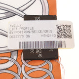 HERMES エルメス ツイリー  LIFT PROFILE オレンジ レディース シルク100％ スカーフ 新品 銀蔵