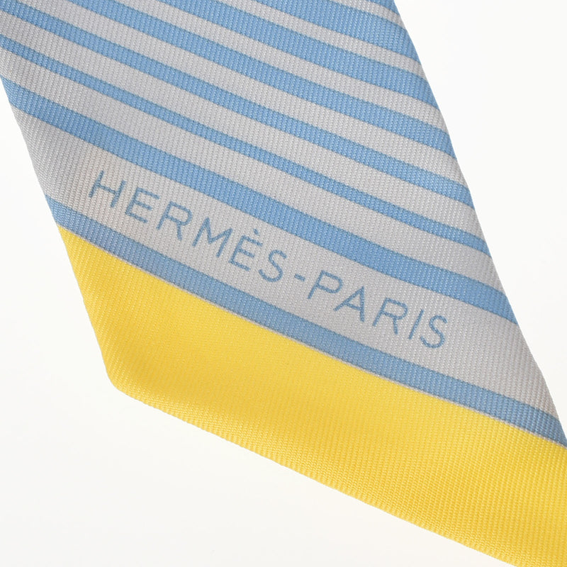 HERMES エルメス ツイリー  EX-LIBRIS 水色 レディース シルク100％ スカーフ 新品 銀蔵