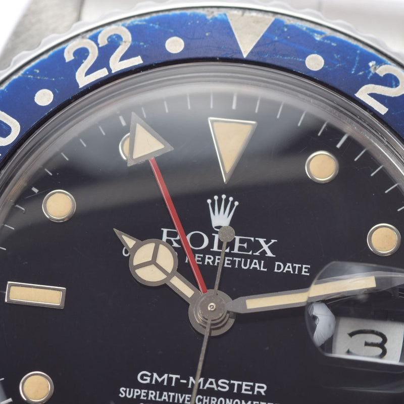 ROLEX ロレックス GMTマスター 赤青ベゼル トリチウム ペプシ 16750 メンズ SS 腕時計 自動巻き 黒文字盤 ABランク 中古 銀蔵