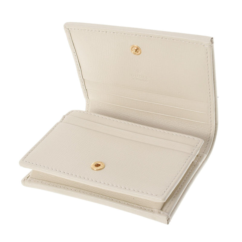 GUCCI グッチ ホースビット1955 カードケース ブラウン/ホワイト レディース レザー 二つ折り財布 未使用 銀蔵