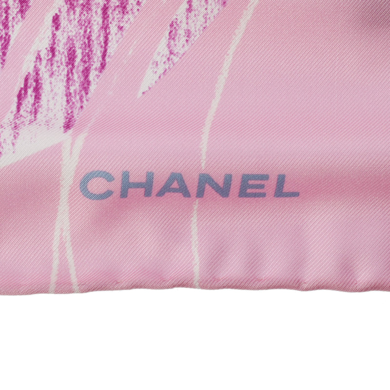 CHANEL シャネル ピンク ユニセックス シルク100％ スカーフ Aランク 中古 銀蔵