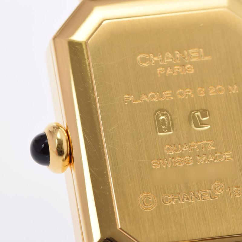 CHANEL シャネル プルミエール サイズM H0001 レディース GP/革 腕時計 クオーツ 黒文字盤 Aランク 中古 銀蔵