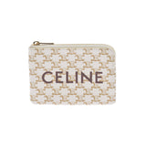 CELINE セリーヌ カードホルダー ホワイト ゴールド金具 レディース トリオンフキャンバス コインケース Aランク 中古 銀蔵