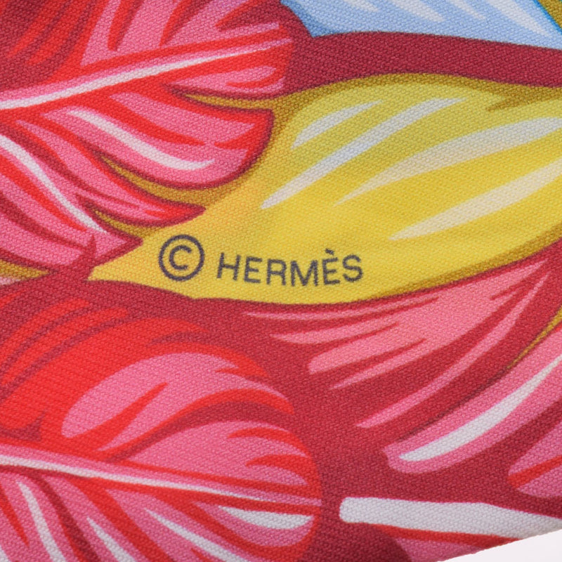 HERMES エルメス ツイリー Danse Pacifique  ピンク ブルー レッド レディース シルク100％ スカーフ 新同 中古 銀蔵
