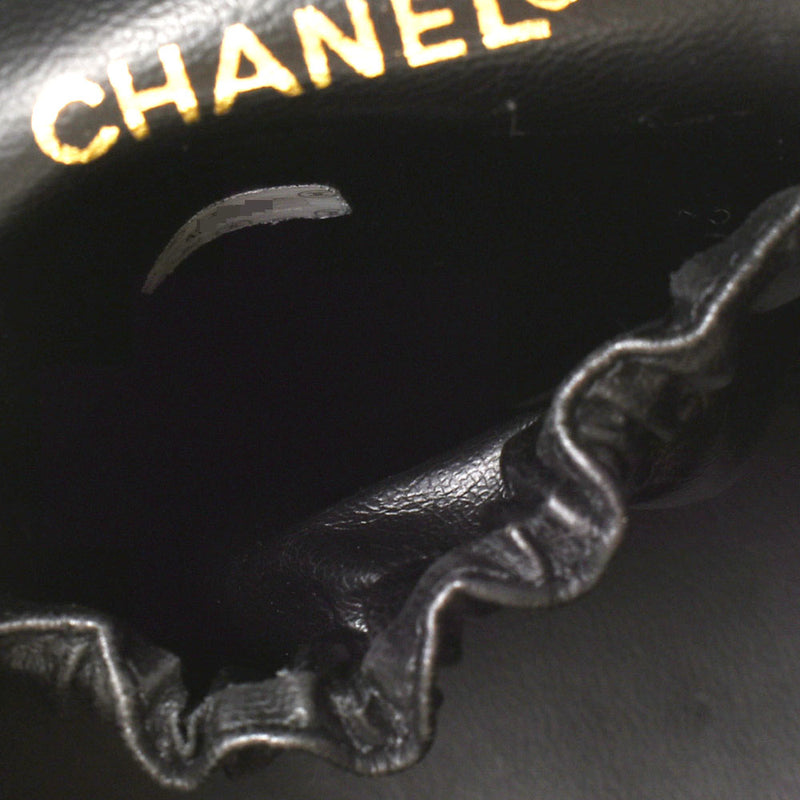 CHANEL シャネル 縦型バニティ 黒 ゴールド金具 レディース  ラムスキン ハンドバッグ Aランク 中古 銀蔵