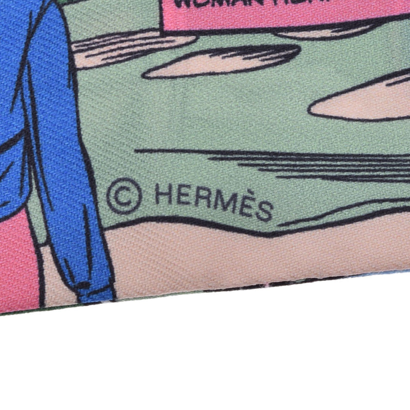 HERMES エルメス ツイリー WOW アメコミ風イラスト ピンク系 レディース シルク100％ スカーフ 未使用 銀蔵