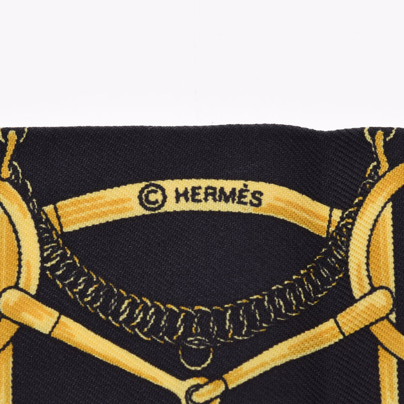 HERMES エルメス ツイリー  ブラック系 レディース シルク100％ スカーフ Aランク 中古 銀蔵