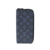 LOUIS VUITTON ルイヴィトン シャドウ ジッピーウォレットヴェルティカル ネイビー M80423 ユニセックス レザー 長財布 ABランク 中古 銀蔵