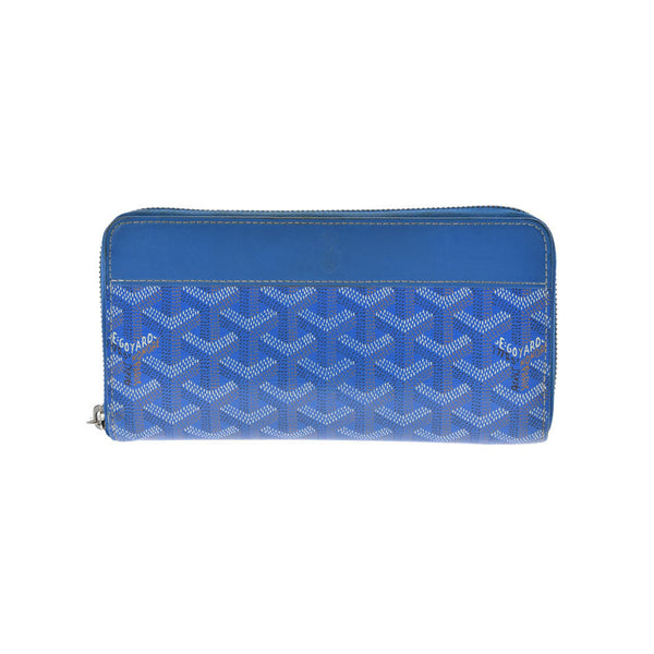 GOYARD ゴヤール マティニョン GM 青 ユニセックス PVC/カーフ 長財布 Bランク 中古 銀蔵