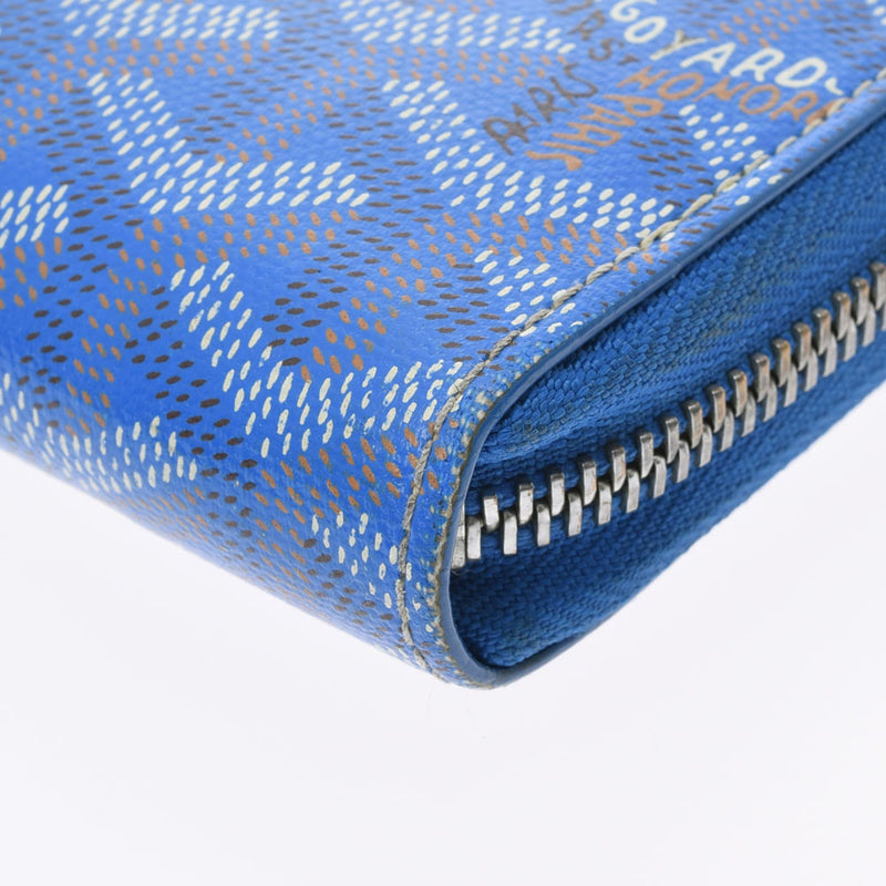 GOYARD ゴヤール マティニョン GM 青 ユニセックス PVC/カーフ 長財布 Bランク 中古 銀蔵