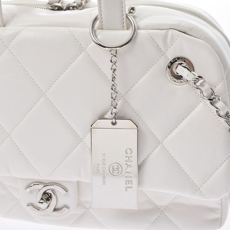 CHANEL シャネル マトラッセ 2WAY 白 シルバー金具 レディース カーフ  ハンドバッグ ABランク 中古 銀蔵