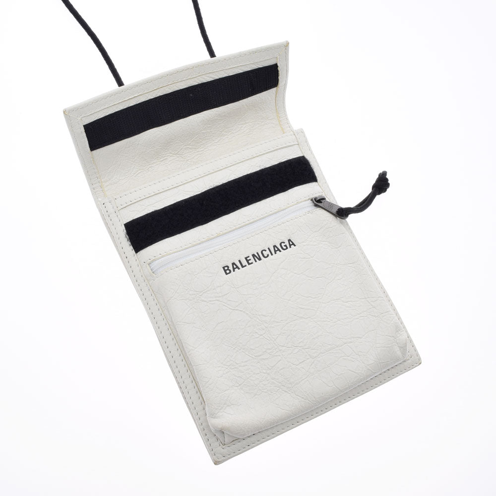 BALENCIAGA バレンシアガ スモールポーチ 白 532298 レディース アリーナレザー ショルダーバッグ ABランク 中古 銀蔵