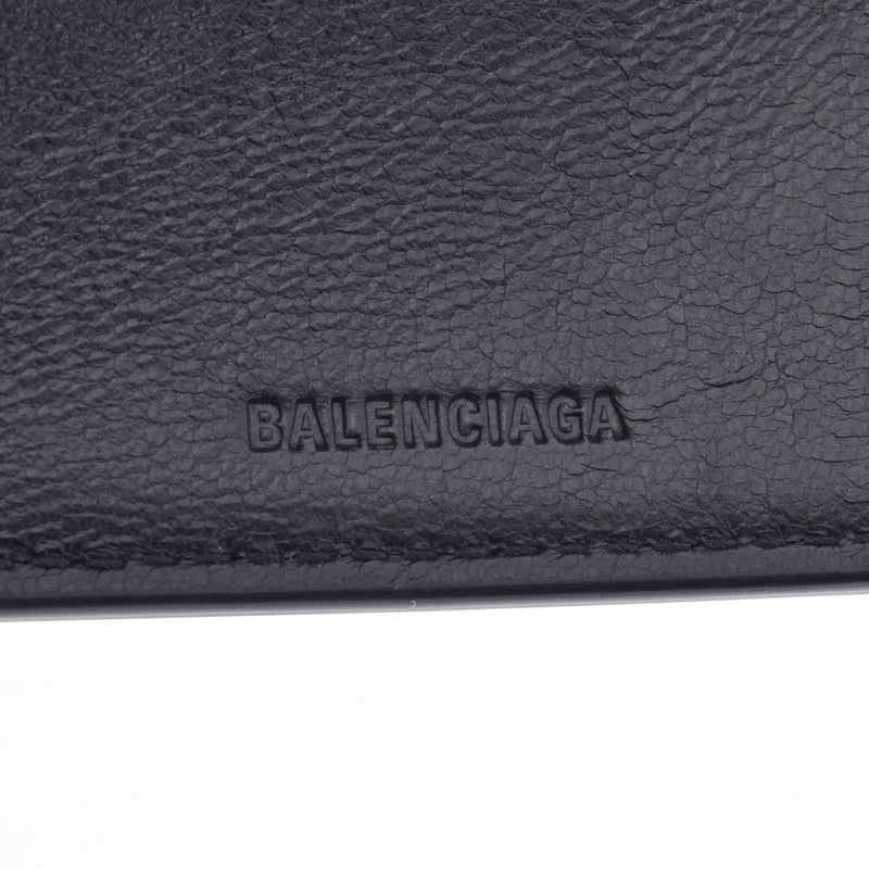 BALENCIAGA バレンシアガ CASH ミニウォレット クロコ型押し 黒 594312 ユニセックス 三つ折り財布 Aランク 中古 銀蔵