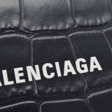 BALENCIAGA バレンシアガ CASH ミニウォレット クロコ型押し 黒 594312 ユニセックス 三つ折り財布 Aランク 中古 銀蔵