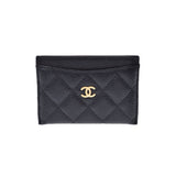 CHANEL シャネル マトラッセ 黒 ゴールド金具 レディース キャビアスキン カードケース Aランク 中古 銀蔵