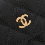 CHANEL シャネル マトラッセ 両面財布 黒 ゴールド金具 レディース キャビアスキン 二つ折り財布 Aランク 中古 銀蔵