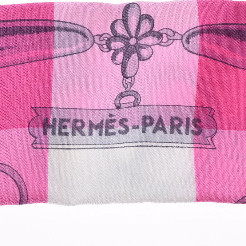 HERMES エルメス ツイリー MORS ET GOURMETTES VICHY ピンク系 レディース シルク100％ スカーフ 新品 銀蔵