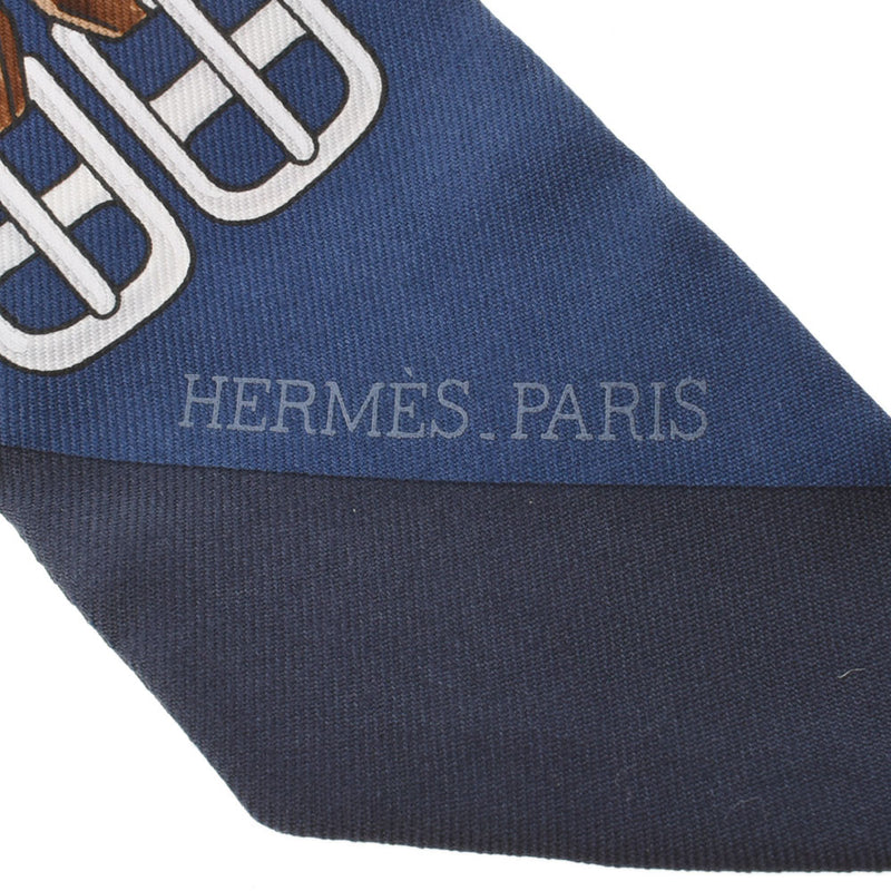 HERMES エルメス ツイリー JUMPING 紺系 レディース シルク100％ スカーフ 新品 銀蔵