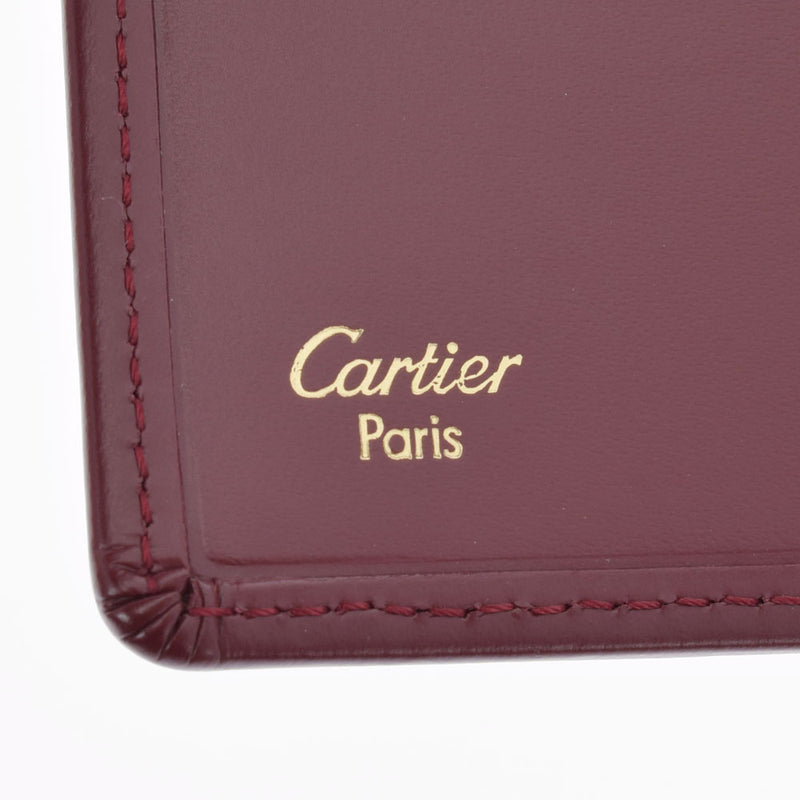 CARTIER カルティエ ボルドー GP金具 ユニセックス レザー 三つ折り財布 Aランク 中古 銀蔵