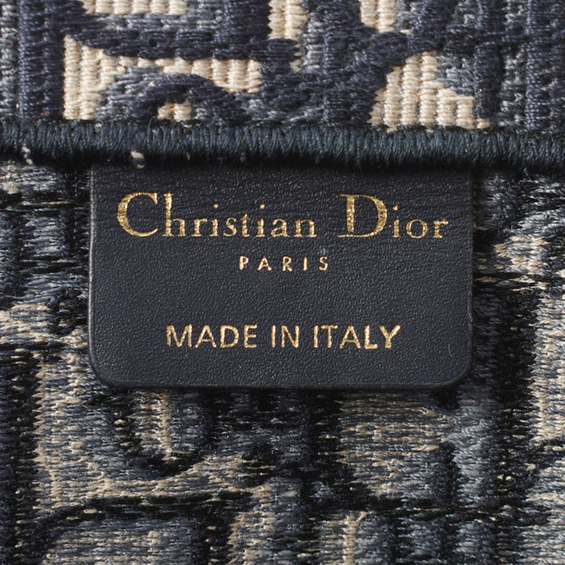 CHRISTIAN DIOR クリスチャンディオール ブックトートバッグ ミディアム ネイビー レディース キャンバス ハンドバッグ Bランク 中古 銀蔵