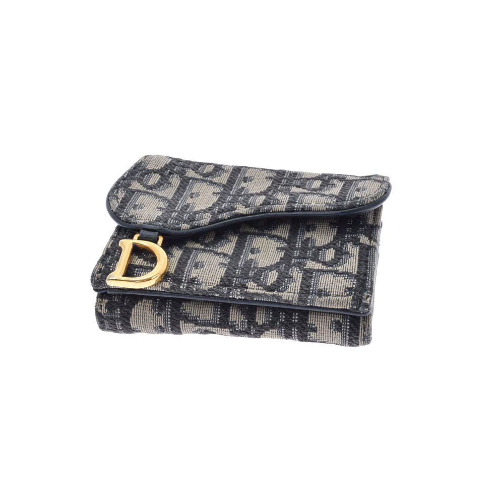 クリスチャンディオールサドル コンパクトウォレット ネイビー