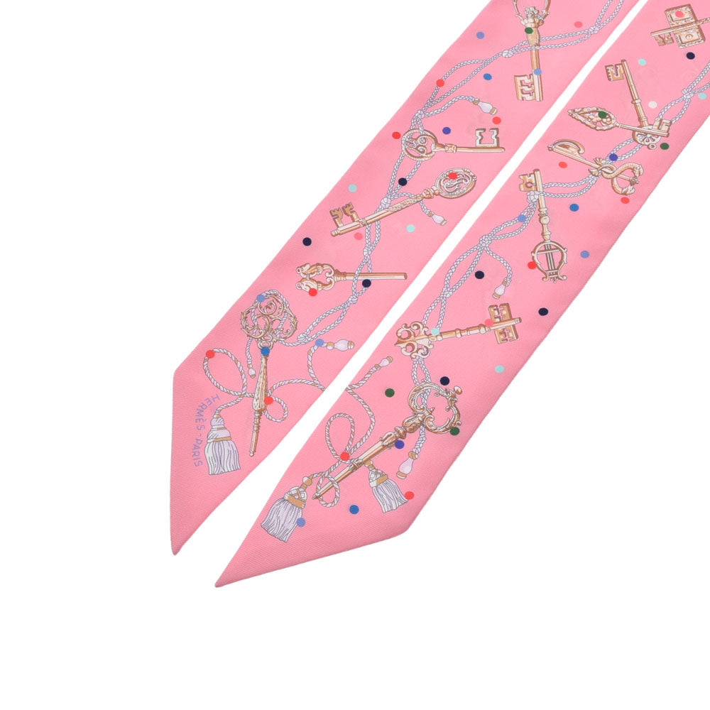 HERMES♡ツイリーピンクスカーフ エルメスツイリー LES CLES A POIS ピンク系 レディース スカーフ