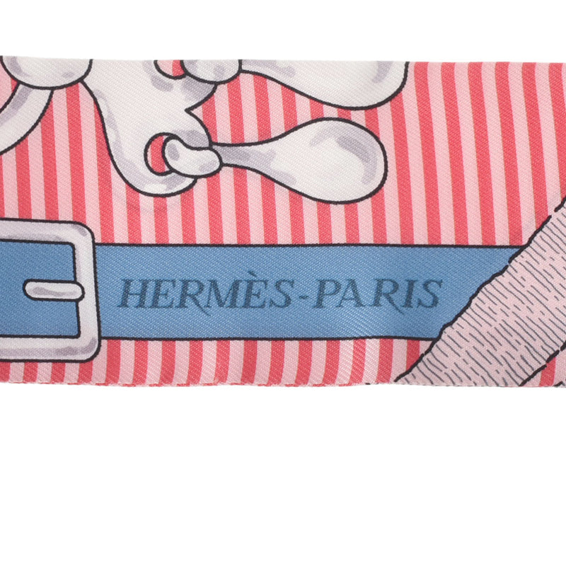 HERMES エルメス ツイリー MORS A JOUETS CHEMISE シエル/ローズ/ブルー レディース シルク100％ スカーフ 新品 銀蔵