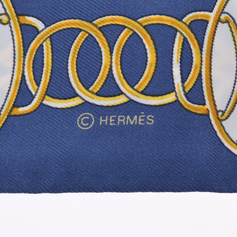 HERMES エルメス ツイリー LIFT PROFILE マリーヌ/ノワール/ゴールド 063777S レディース シルク100％ スカーフ 未使用 銀蔵
