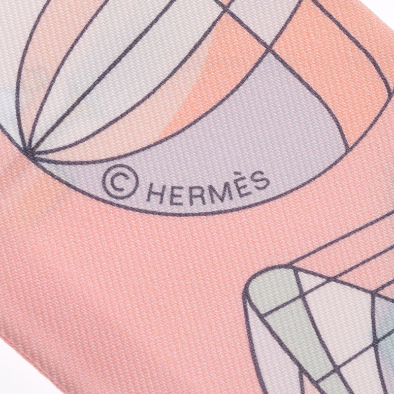 HERMES エルメス ツイリー  LES FOLIES DU CIEL ピンク レディース シルク100％ スカーフ 新品 銀蔵