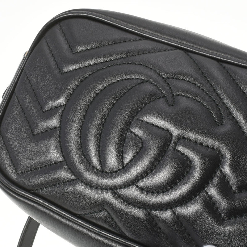 GUCCI グッチ GGマーモント キルティングミニバッグ 黒 ゴールド金具 448065 レディース レザー ショルダーバッグ ABランク 中古 銀蔵