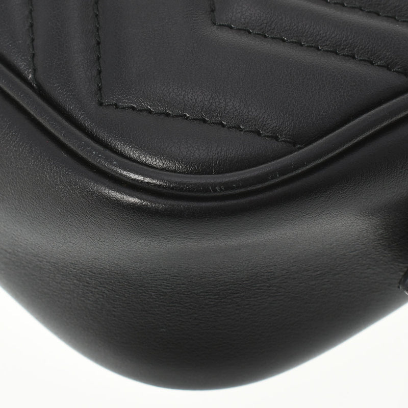 GUCCI グッチ GGマーモント キルティングミニバッグ 黒 ゴールド金具 448065 レディース レザー ショルダーバッグ ABランク 中古 銀蔵