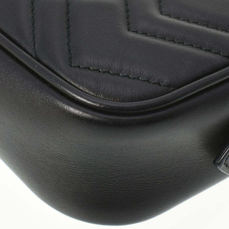 GUCCI グッチ GGマーモント キルティングミニバッグ 黒 ゴールド金具 448065 レディース レザー ショルダーバッグ ABランク 中古 銀蔵