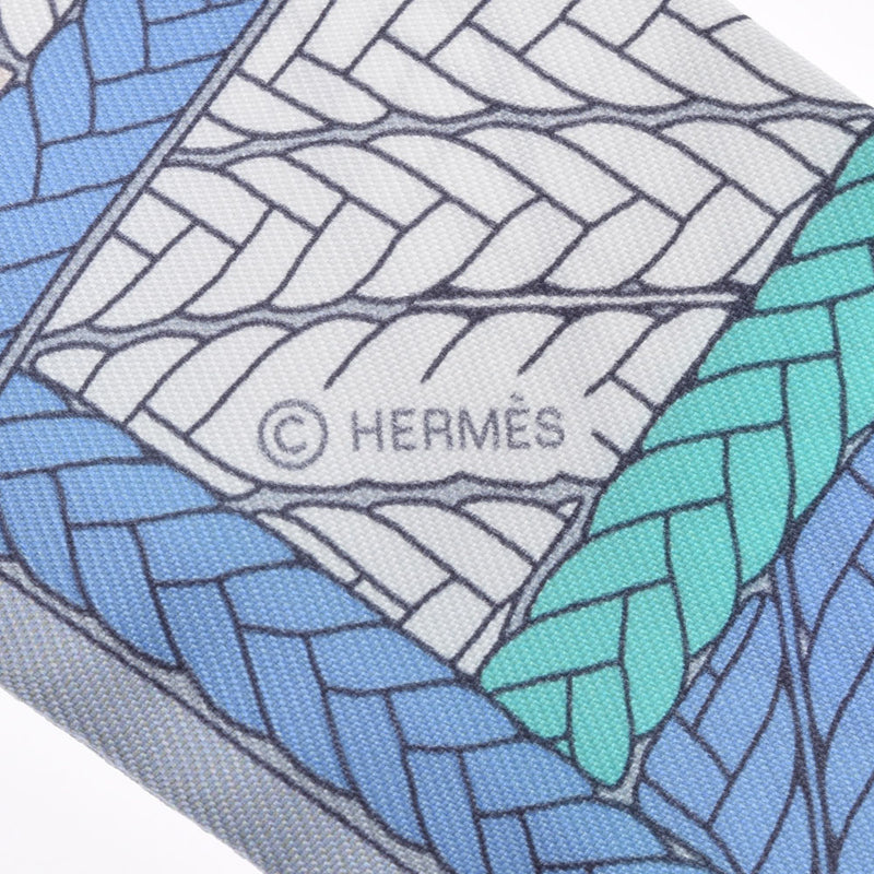 HERMES エルメス ツイリー TRESSES H 水色 レディース シルク100％ スカーフ 新品 銀蔵