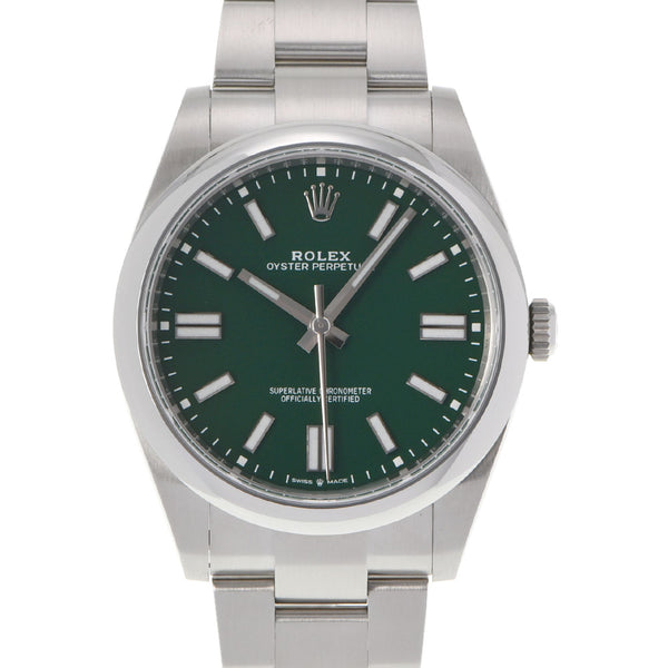 ROLEX ロレックス オイスターパーペチュアル 41 124300 メンズ SS 腕時計 自動巻き グリーン文字盤 Aランク 中古 銀蔵