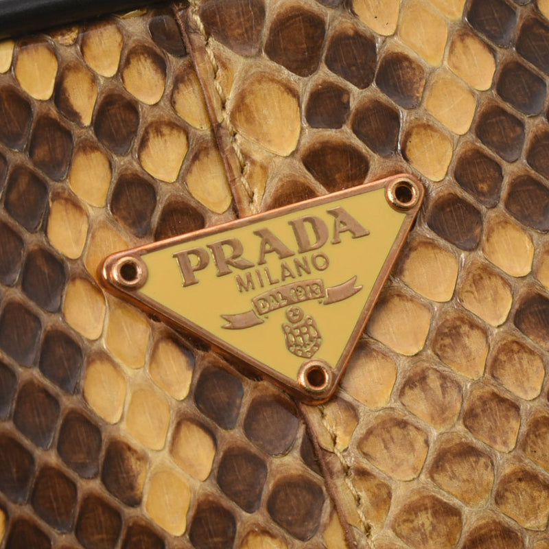 PRADA プラダ ブラウン ゴールド金具 BL0015 レディース パイソン ハンドバッグ ABランク 中古 銀蔵