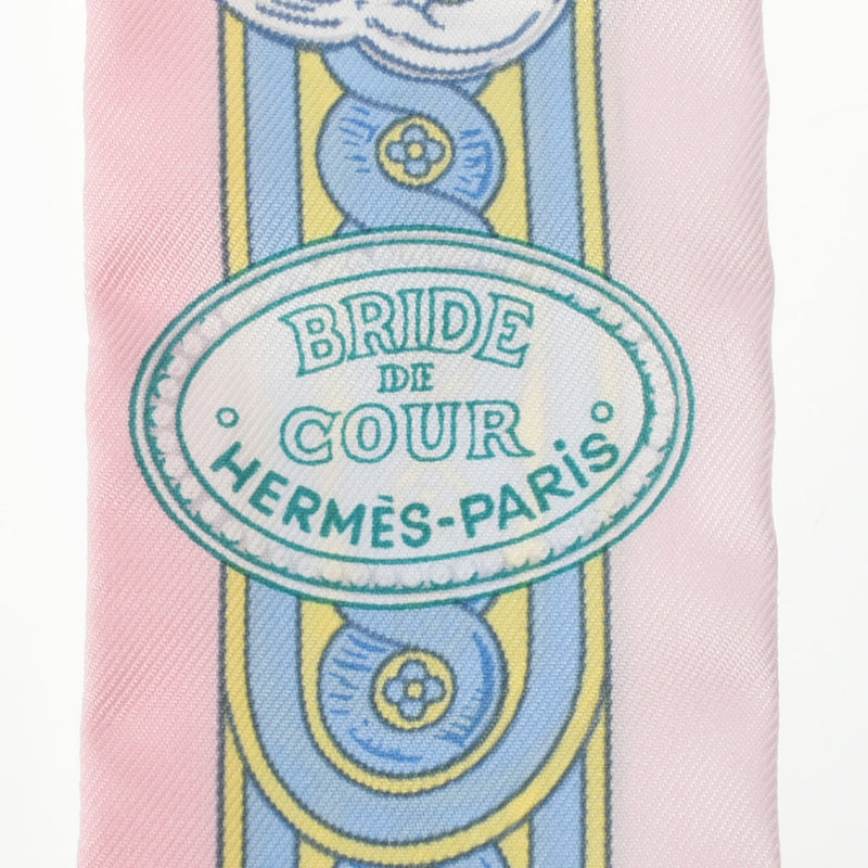 HERMES エルメス ツイリー BRIDE DE COUR ローズペール/シエル レディース シルク100％ スカーフ 新品 銀蔵